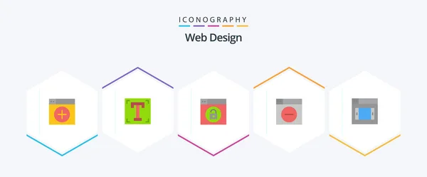 Web Design Flat Icon Pack Including Minimize Design Program Web — Stockový vektor