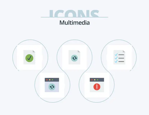 Multimédia Flat Icon Pack Icon Design Sélectionné Faire Document — Image vectorielle