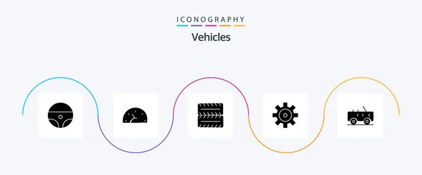 Vehicles Glyph Icon Pack Including Military Wheel Jeep Vehicle Configuration — Stockvector