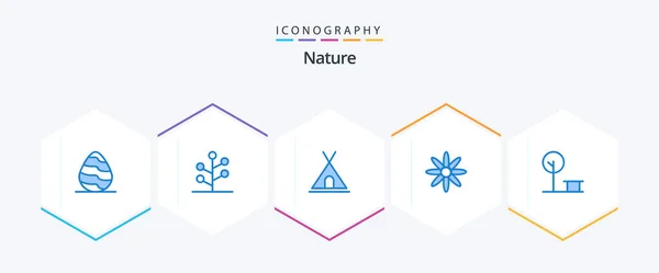 Nature Blue Icon Pack Including Park City Holidays Nature Flower — Image vectorielle