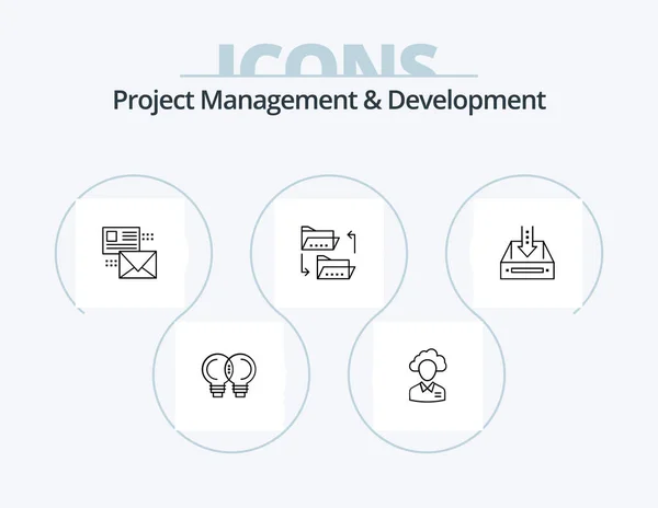 Línea Gestión Desarrollo Proyectos Icon Pack Icon Design Creativo Correo — Vector de stock