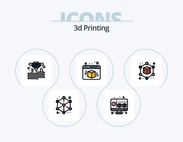 Printing Line Filled Icon Pack Icon Design Plastic Printing Layer — Stockvektor