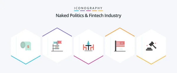 Naked Politics Fintech Industry Flat Icon Pack Including Decline American — Vettoriale Stock