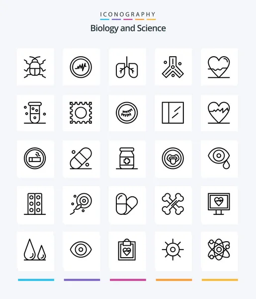 Creative Biology Outline Icon Pack Biochemistry Lab Biology Heart Beat — Wektor stockowy