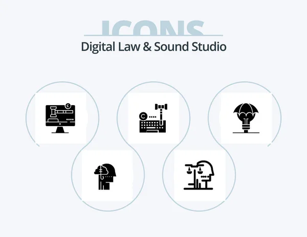 Digital Law Sound Studio Glyph Icon Pack Icon Design Law — Stok Vektör