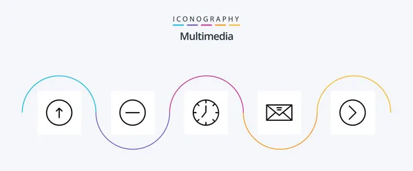 Multimediální Linka Icon Pack Včetně Multimédií Pošta Multimédia Schránka Multimédia — Stockový vektor