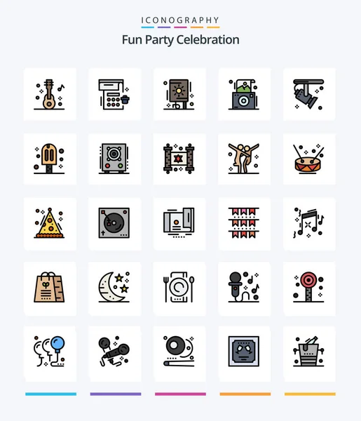 Creative Party Line Filled Icon Pack Electronic Polaroid Celebration Photography — Stock Vector