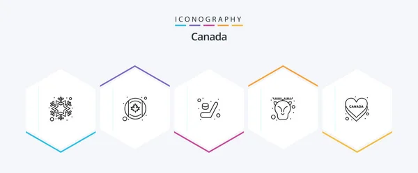Canada Line Icon Pack Including Flag Lásko Hra Kanada Zvíře — Stockový vektor