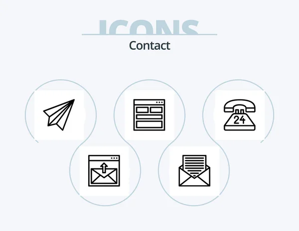 Linea Contatto Icona Pack Icona Design Ricevere Contatto Smart Phone — Vettoriale Stock