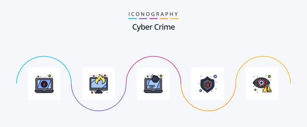 网上犯罪热线已填平5号图标包 包括保安 臭虫进攻 手提电脑 — 图库矢量图片