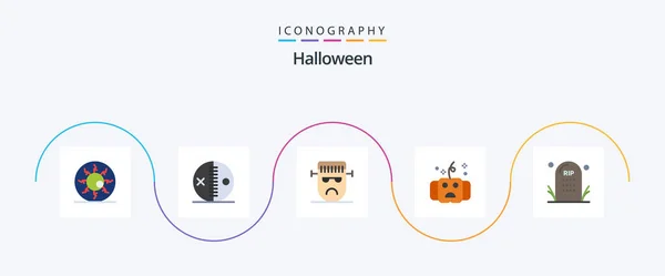 Halloween Flat Icon Pack Incluindo Halloween Todos Punção Dia Das — Vetor de Stock