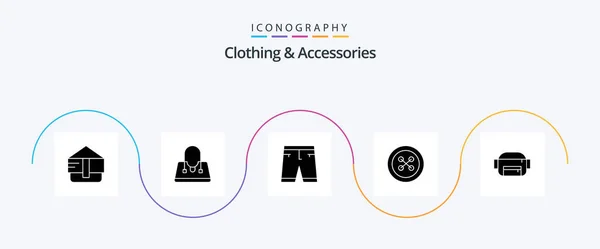 Clothing Accessories Glyph Icon Pack Including Button Bag — Image vectorielle