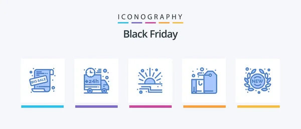 Black Friday Blue Icon Pack Including Present Gift Car Box — Vector de stock
