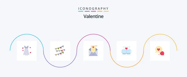 Valentine Flat Icon Pack Including Valentine Proposal Decorations Love Letter — 图库矢量图片