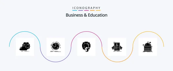 Business Education Glyph Icon Pack Including Hiring Resume Connection Lifebuoy — Image vectorielle