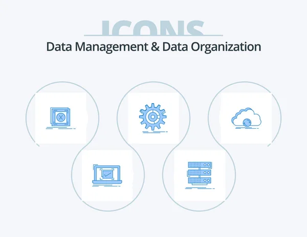 数据管理和数据组织蓝色图标包5图标设计 数据库 服务器 — 图库矢量图片