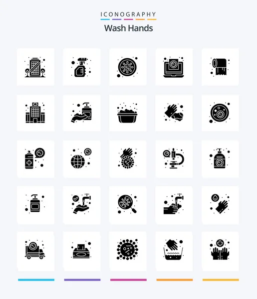 Creative Wash Hands Glyph Solid Black Icon Pack Virus Medical — Stock Vector