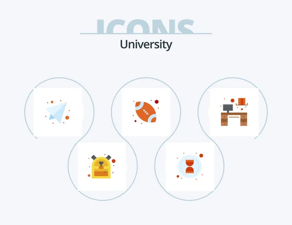 University Flat Icon Pack Icon Design Monitor Sport Send Football — Stock Vector