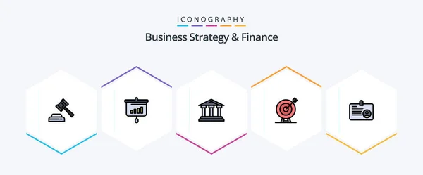 Business Strategy Finance Filledline Icon Pack Including Goal Achievement Bank — ストックベクタ