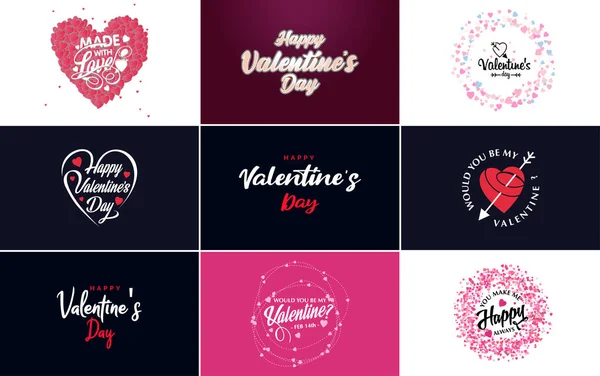 Happy Women Day Lettering Typography Poster Heart International Woman Day — Stock Vector