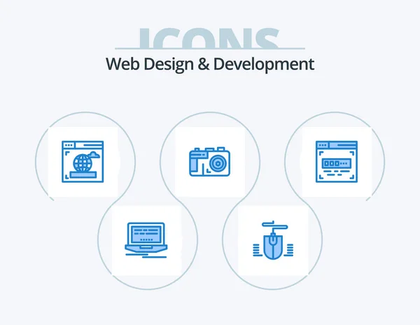 Web Design Development Blue Icon Pack Icon Design Web Front — Stockový vektor