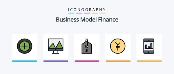Linia Finansowa Wypełniona Pakiet Ikon Tym Znaczek Jen Monety Kreatywne — Wektor stockowy