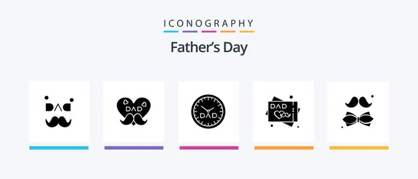 Fathers Day Glyph Icon Pack Including Day Fathers Day Greeting — Stock Vector