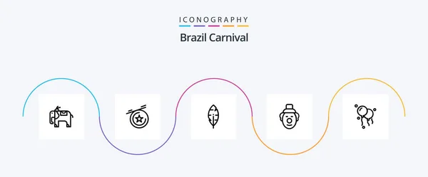 Brasil Carnaval Linha Pacote Ícones Incluindo Carnaval Brasil Brasil Escrever — Vetor de Stock