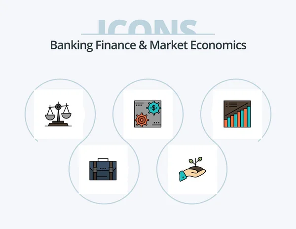Banking Finance Market Economics Line Filled Icon Pack Icon Design — Vector de stock