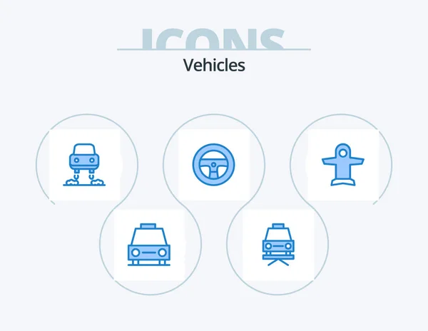 Pojazdy Blue Icon Pack Projekt Ikony Pojazdów Startu Samochód Samolot — Wektor stockowy