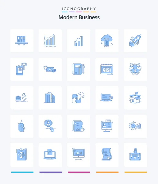 Creative Modern Business Blue Icon Pack Clouds Business Analytics Cloudstorage — Vetor de Stock