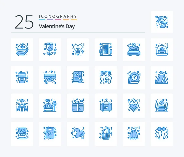 Valentijnsdag Blauw Kleur Pictogram Verpakking Met Inbegrip Van Liefde Romantisch — Stockvector