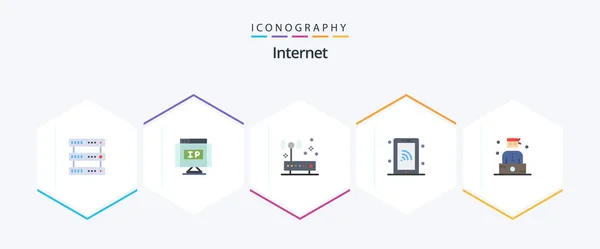 Internet Flat Icon Pack Including Criminal Wifi Connection Technology Network — Vector de stock