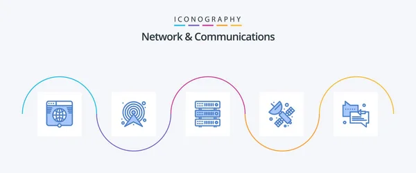Network Communications Blue Icon Pack Včetně Vědy Umělé Mapu Vesmír — Stockový vektor