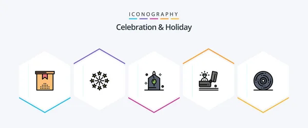 Celebration Holiday Filledline Icon Pack Including Celebration Proposal Birthday Holiday — 图库矢量图片