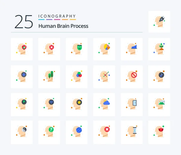 Human Brain Process Flat Color Icon Pack Including Statistics Human — Stock Vector