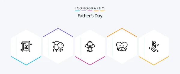 Fathers Day Line Icon Pack Including Dress Code Love Avatar — Stockvector