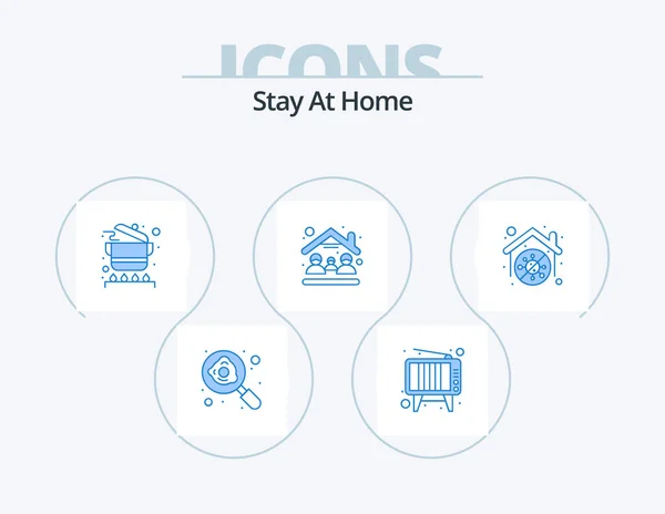 Stay Home Blue Icon Pack Icon Design Cuarentena Coronavirus Cocinar — Archivo Imágenes Vectoriales