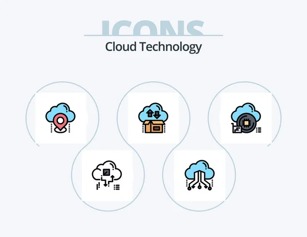Cloud Technology Line Filled Icon Pack Icon Design Bit Cloud — Stock Vector