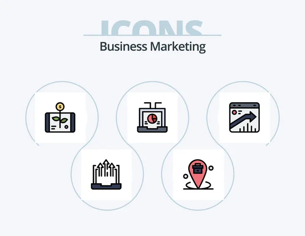 Business Marketing Line Filled Icon Pack Icon Design Расположение Бизнес — стоковый вектор