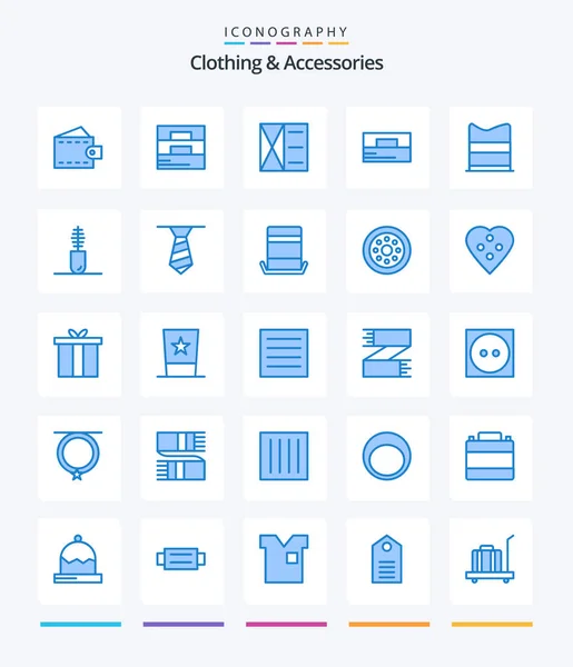 Creatieve Kleding Accessoires Blauw Icon Pack Zoals Hoge Hoed Hoed — Stockvector