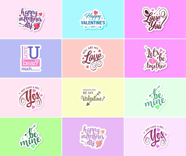 Valentine Day Graphics Stickers Show Your Love Devotion — Stock Vector