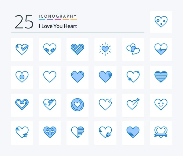 Heart Blue Color Icon Pack Including Add Favorites Love Heart — Stock Vector
