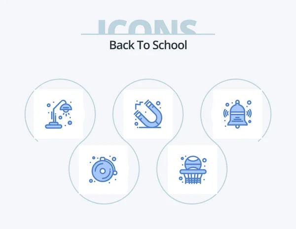 Powrót Szkoły Blue Icon Pack Projekt Ikony Edukacja Szkoła Lampa — Wektor stockowy
