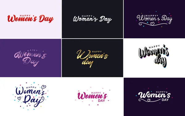 Abstract Happy Women Day Logo Love Vector Design Pink Purple — Stok Vektör