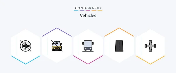 Vehicles Filledline Icon Pack Including Lines Driveway Vehicles Traffic — Wektor stockowy