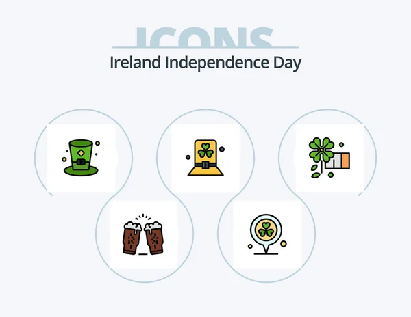Ireland Independence Day Line Filled Icon Pack Icon Design Horn — Vector de stock
