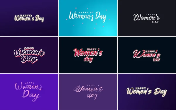 Set Happy International Woman Day Signs Emblems Vector Design Elements — Vettoriale Stock