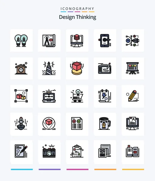Creative Design Thinking Line Filled Icon Pack Pencil Pendidikan Kertas - Stok Vektor