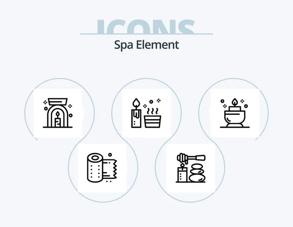 Spa Element Line Icon Pack Icon Design Sign Wellness Yoga — Archivo Imágenes Vectoriales